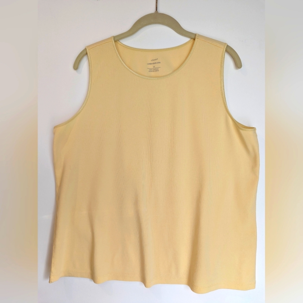 CJ Banks Yellow Satin Trim Tank Top   Size 1X
